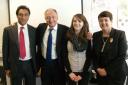 Uxbridge College student Jessica Puplett, 19, with Labour's Ken Livingstone and (far left) Dr Onkar Sahota the party's London Assembly Candidate for Ealing and Hillingdon, and Assembly Member Val Shawcross