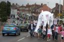 White elephant: familiar symbol of HS2 protesters, seen here in Ruislip High Street