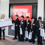 Cheque that out: Uxbridge students receive their award from Sara Shulman. Photo: Fanny Beckman