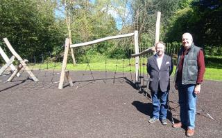History theme: the playground at Cranford Park. Pictured are councillors Jonathan Bianco and Eddie Lavery