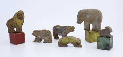 Part of a collection of 19th Century wooden toy animals, bricks, wooden letters and numerals.
In Victorian times this would be a boy's toy. Victorian children did not have many toys to play with, especially poorer children.
