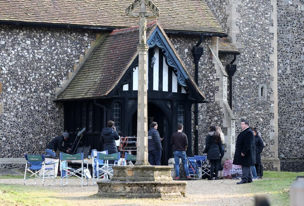 Cast of Holby City filming at St James Church