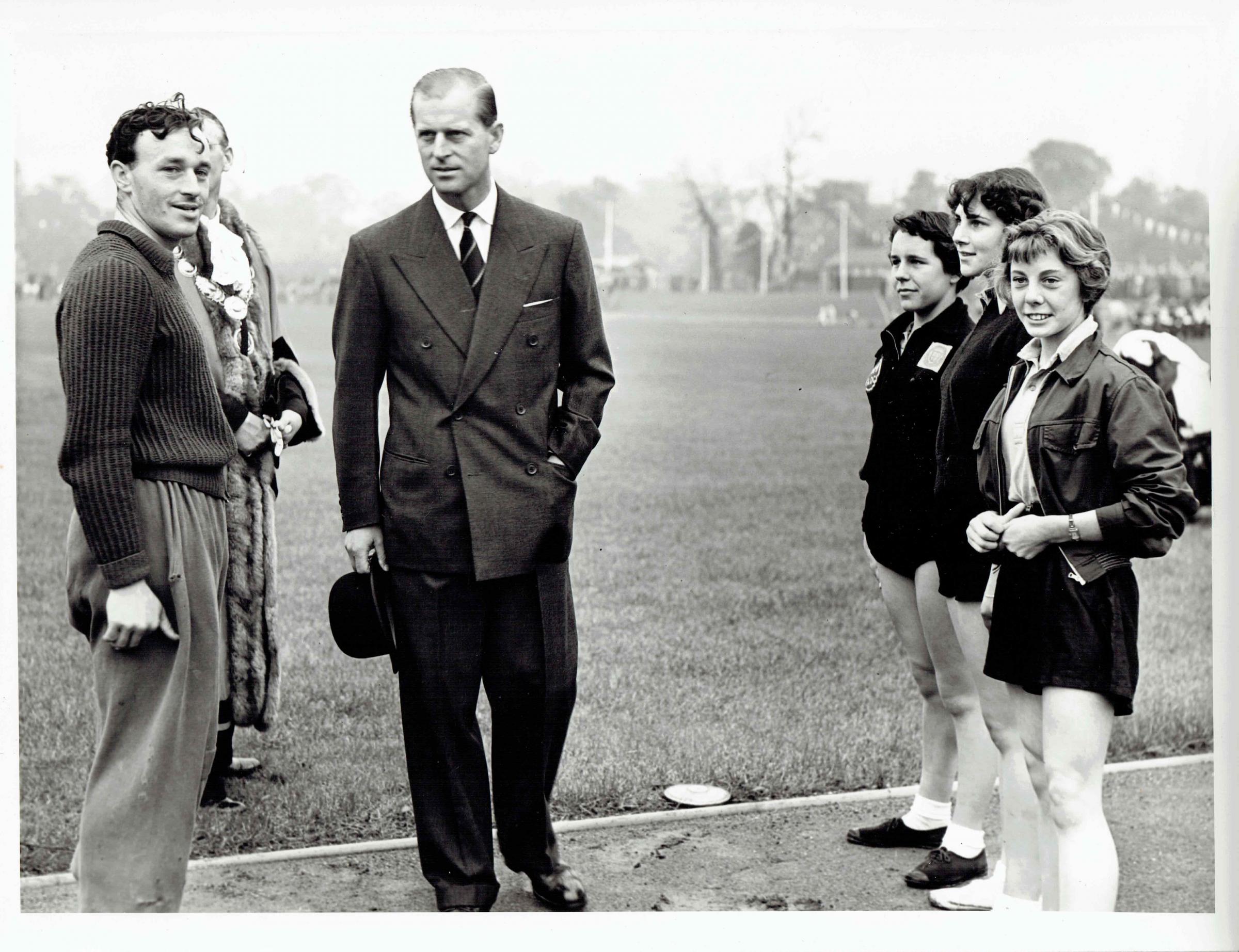 The Duke of Edinburgh at Woodside Playing Fields for the official opening in 1955. Credit: Watford Musuem