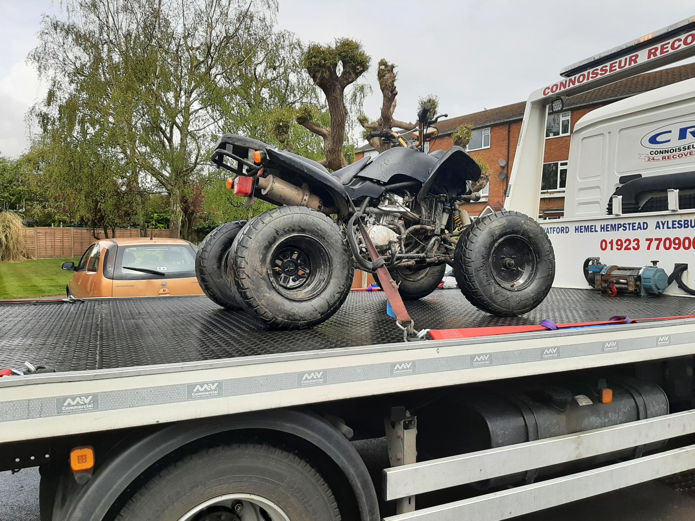 Police have recovered a nuisance quad bike (Photo: Herts Constabulary)