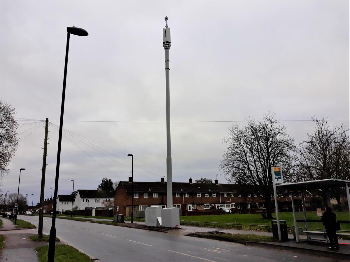 A 20 metre 5G mast constructed in Southampton by Hutchinson 3G UK Ltd, the same applicants for this mast in Bushey. Credit: Daily Echo