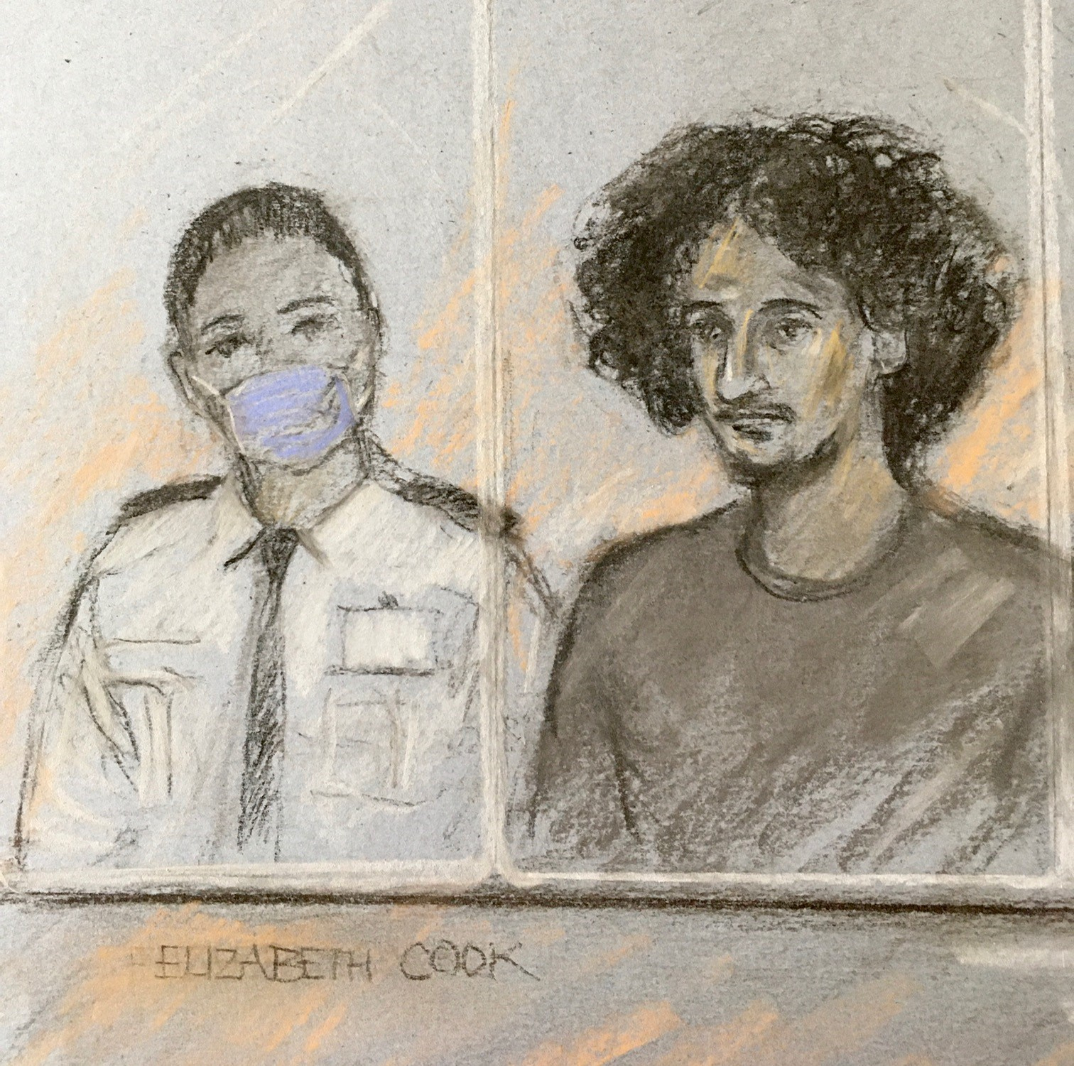 Court artist sketch by Elizabeth Cook of Danyal Hussein appearing in the dock at the Old Bailey (Photo: PA)