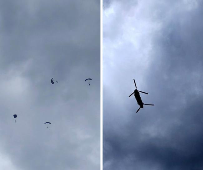 Six paratroopers were seen in the sky this afternoon (Photo: Michael Hart)