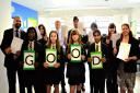 Good work, everyone: Staff and pupils mark the encouraging Ofsted report. Picture: Tom Barnes