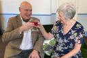 Cheers! Tom Cottew as Col Charles Craddock and Sheila Rawles as Margaret Craddock - the happy couple, or are they?