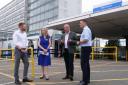 Election visitors: Wes Streeting, right, and Labour candidate Danny Beales, left, at Hillingdon Hospital on Monday