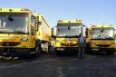 Soaring collection rates: Keith Burrows with part of the recycling collection fleet