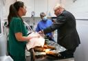 Operating theatre: Boris Johnson watched vets spaying a large female dog