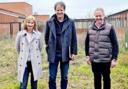 Waiting for the dig: (from left), Shirley Clipp, from the charity staff, garden designer Tom Stuart-Smith and David Jenkins, Director of Charities, on the  plot of land