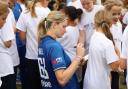 Lauren Bell at the launch of The Metro Bank Girls in Cricket Fund