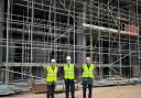 Jubilee progress: councillors Ian Edwards, Jonathan Bianco and  Martin Goddard inspect work on the new leisure centre