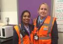 Rescuers: Laura Norris-Andrews and Amrita Paunikar were among those who came to the child's aid