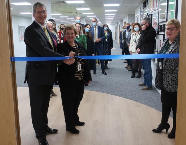 Cutting through: leader Ian Edwards and cabinet member Jane Palmer open the new hub