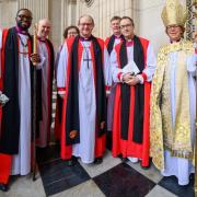 Warmly welcomed: Bishop Lusa with fellow bishops outside St Paul's. Picture from Chapter of St Paul’s/Graham Lacdao