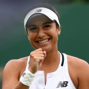 Great Britain’s Heather Watson celebrates after winning her second round match against China’s Wang Qiang (Reuters via Beat Media Group subscription)