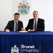 Partners: Cllr Edwards, right, with Prof Andrew Jones, Vice-Chancellor of Brunel